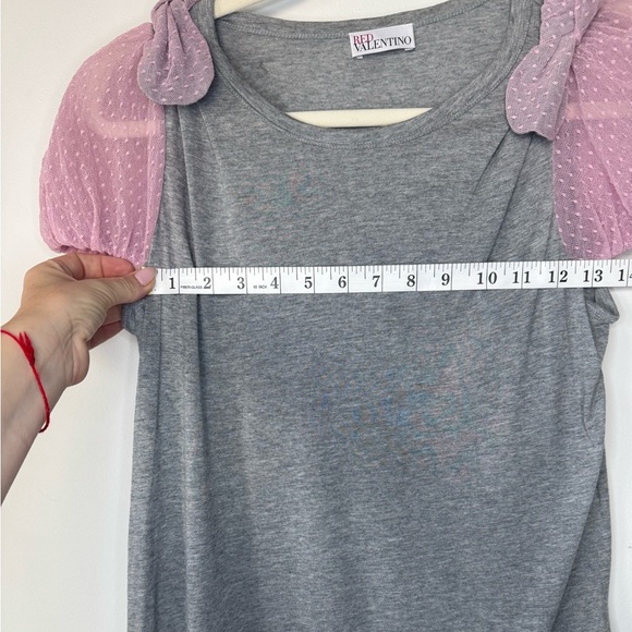 RED Valentino Gray Tee with Pink Puffed Sleeve Bows - Picture 8 of 14